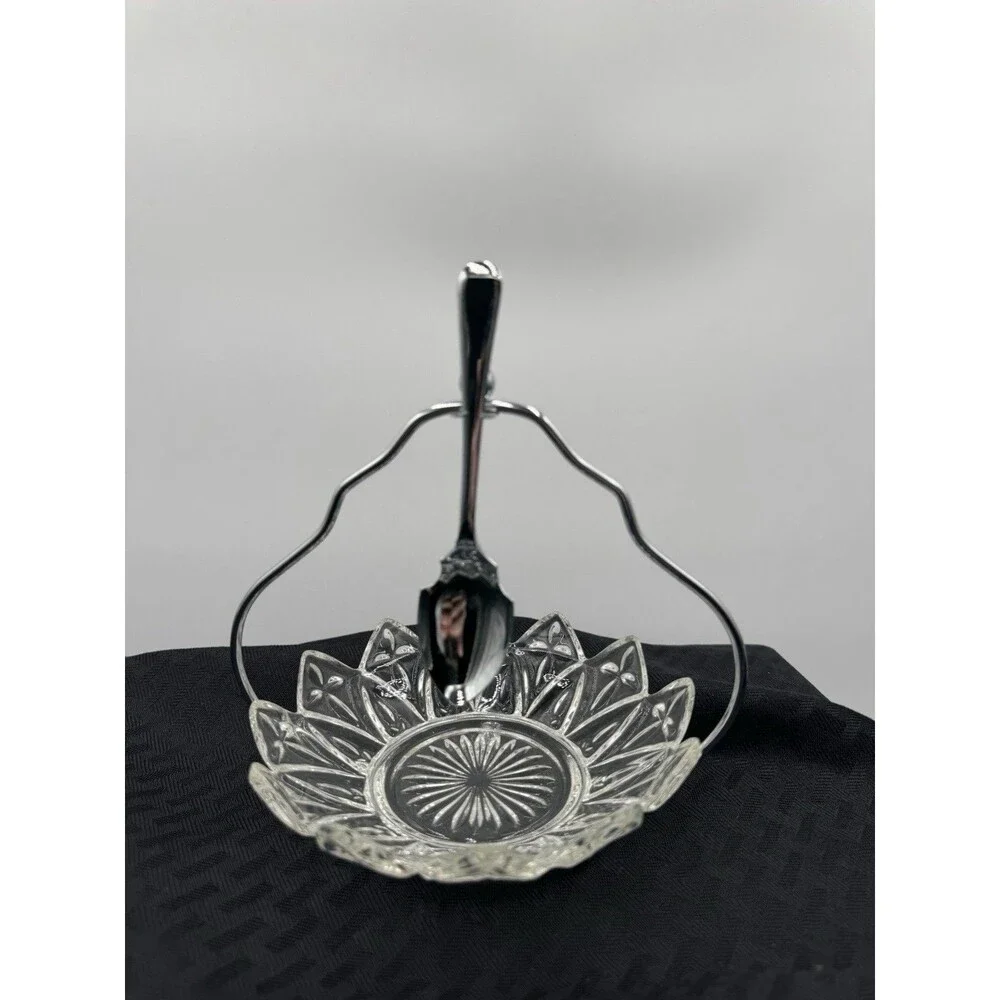 Federal Glass Jam Relish Candy Dish in the Petal pattern with Spoon